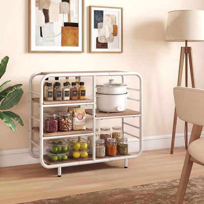 Freestanding 5-Tier Storage Shelving Unit with Metal Frame-Ntural