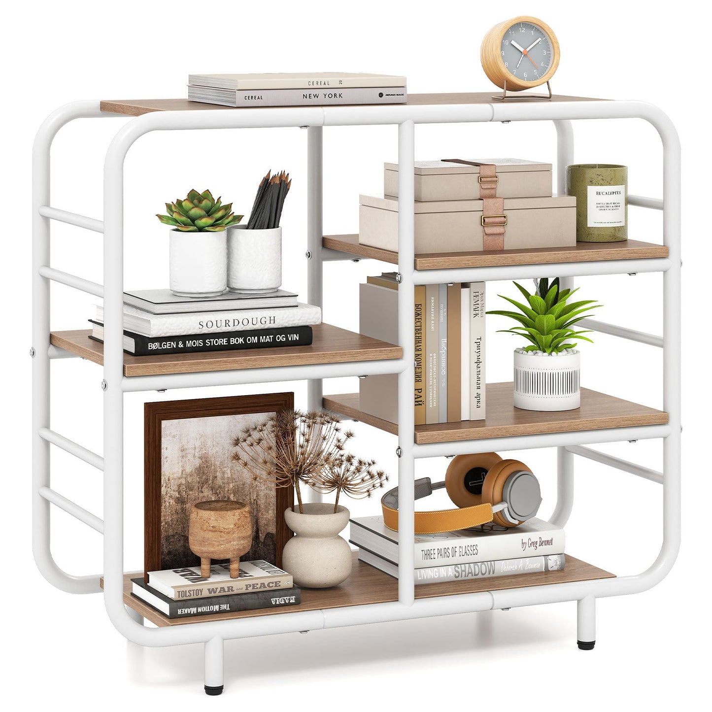 Freestanding 5-Tier Storage Shelving Unit with Metal Frame-Ntural