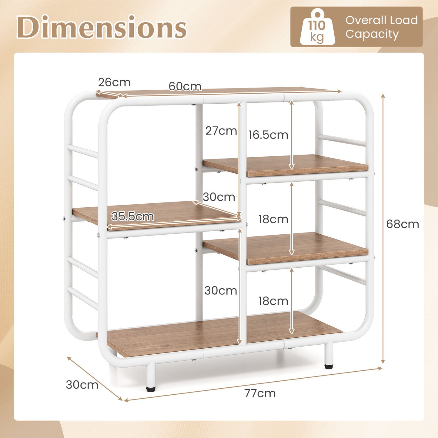 Freestanding 5-Tier Storage Shelving Unit with Metal Frame-Ntural