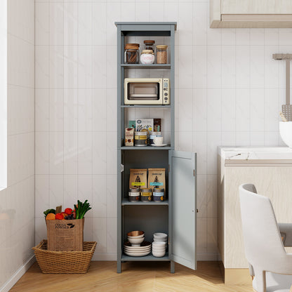 Freestanding Floor Cabinet with 3-Position Middle Panel and Anti-Toppling Mechanism-Grey