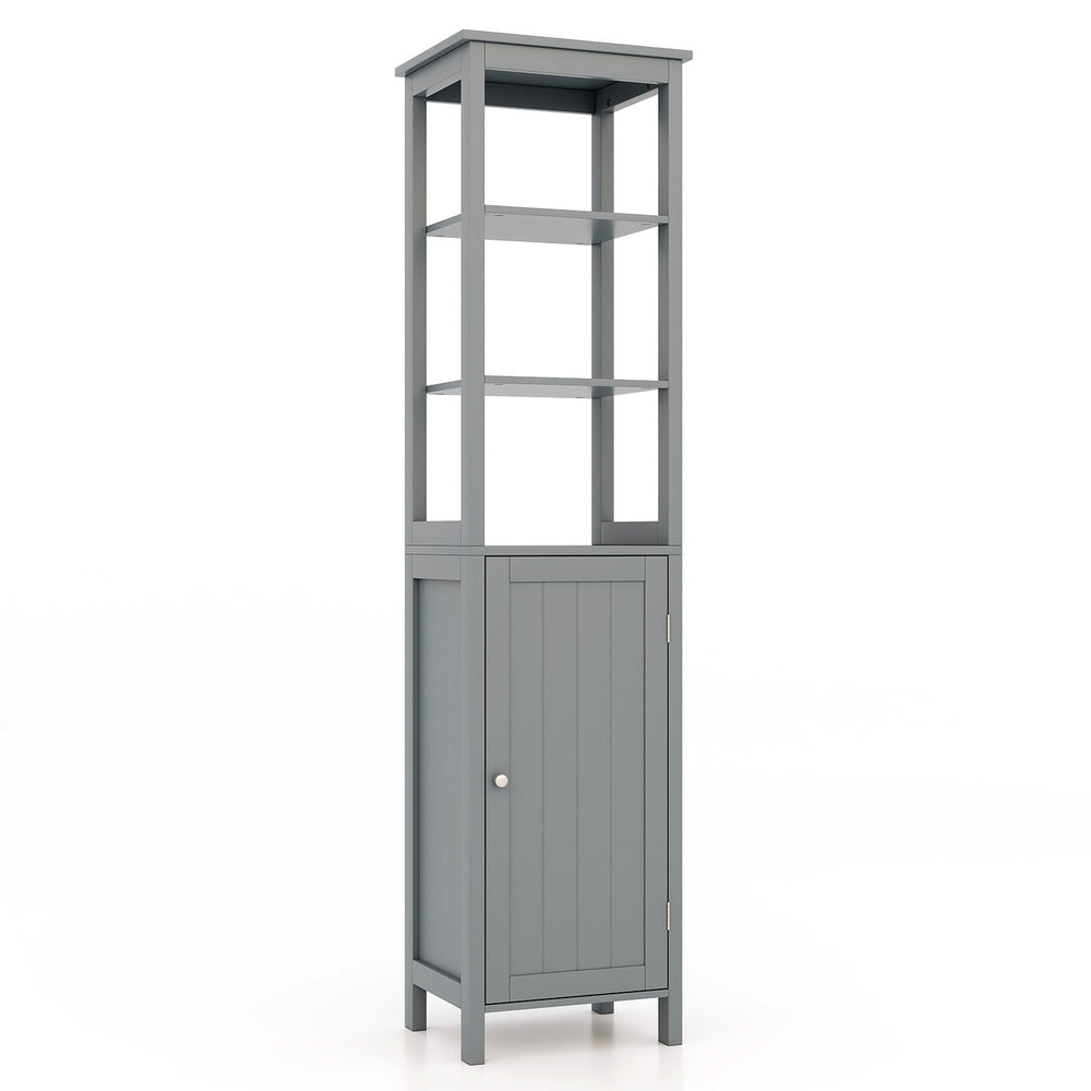 Freestanding Floor Cabinet with 3-Position Middle Panel and Anti-Toppling Mechanism-Grey