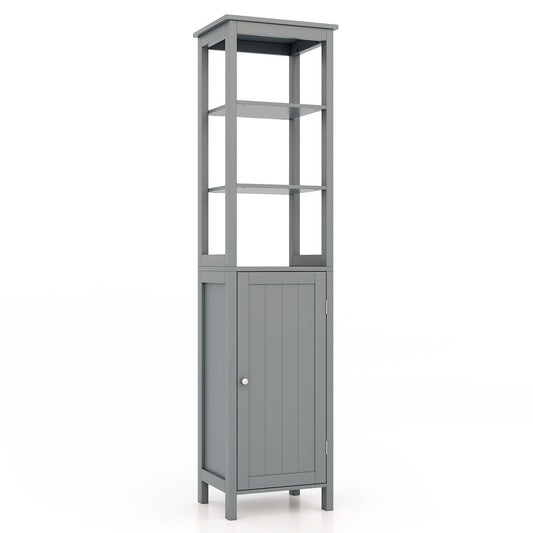 Freestanding Floor Cabinet with 3-Position Middle Panel and Anti-Toppling Mechanism-Grey