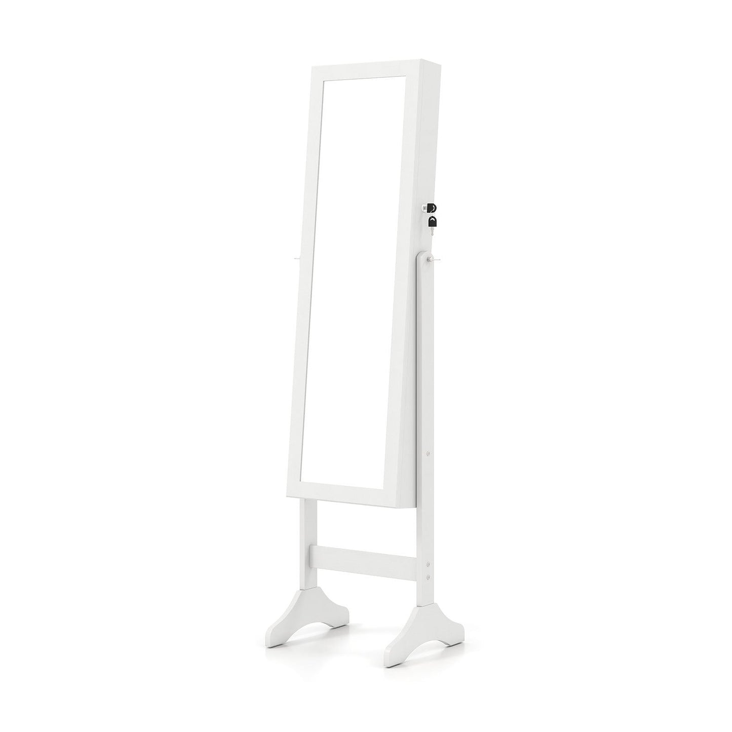 Freestanding Jewelry Armoire Cabinet with Full Length Mirror-White