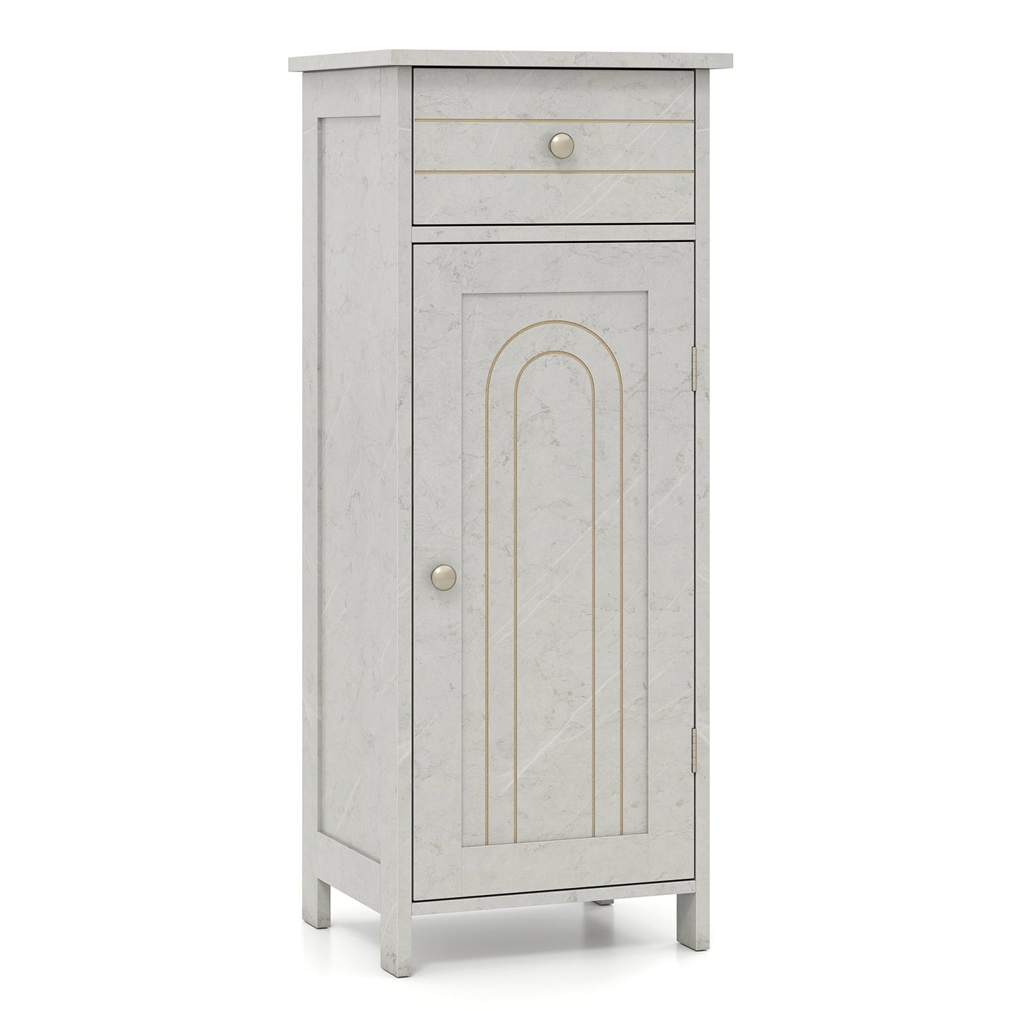 Freestanding Bathroom Storage Cabinet with Door Drawer and Adjustable Shelves-Dark Grey