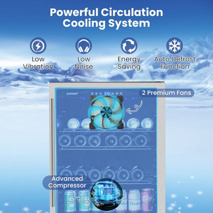 Freestanding Beverage Refrigerator 190 Cans Built-in Cooler-Silver