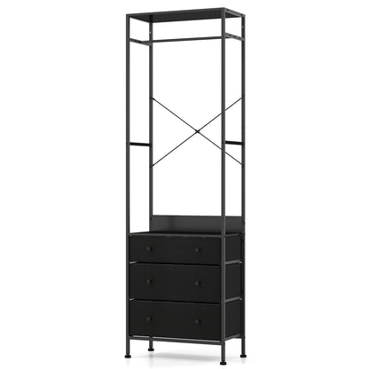 Freestanding Closet Organizer Clothes Rack with Drawers-Black