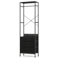 Freestanding Closet Organizer Clothes Rack with Drawers-Black