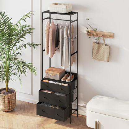 Freestanding Closet Organizer Clothes Rack with Drawers-Black