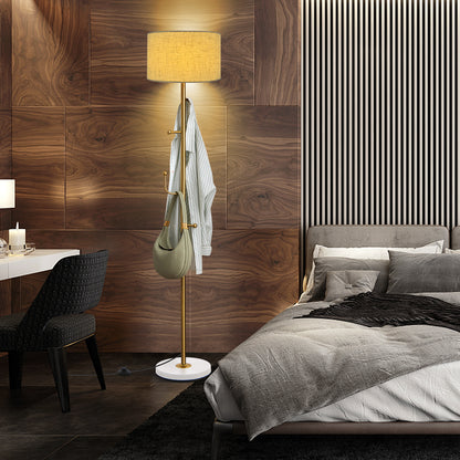 Freestanding Floor Lamp with Coat Rack and Foot Switch