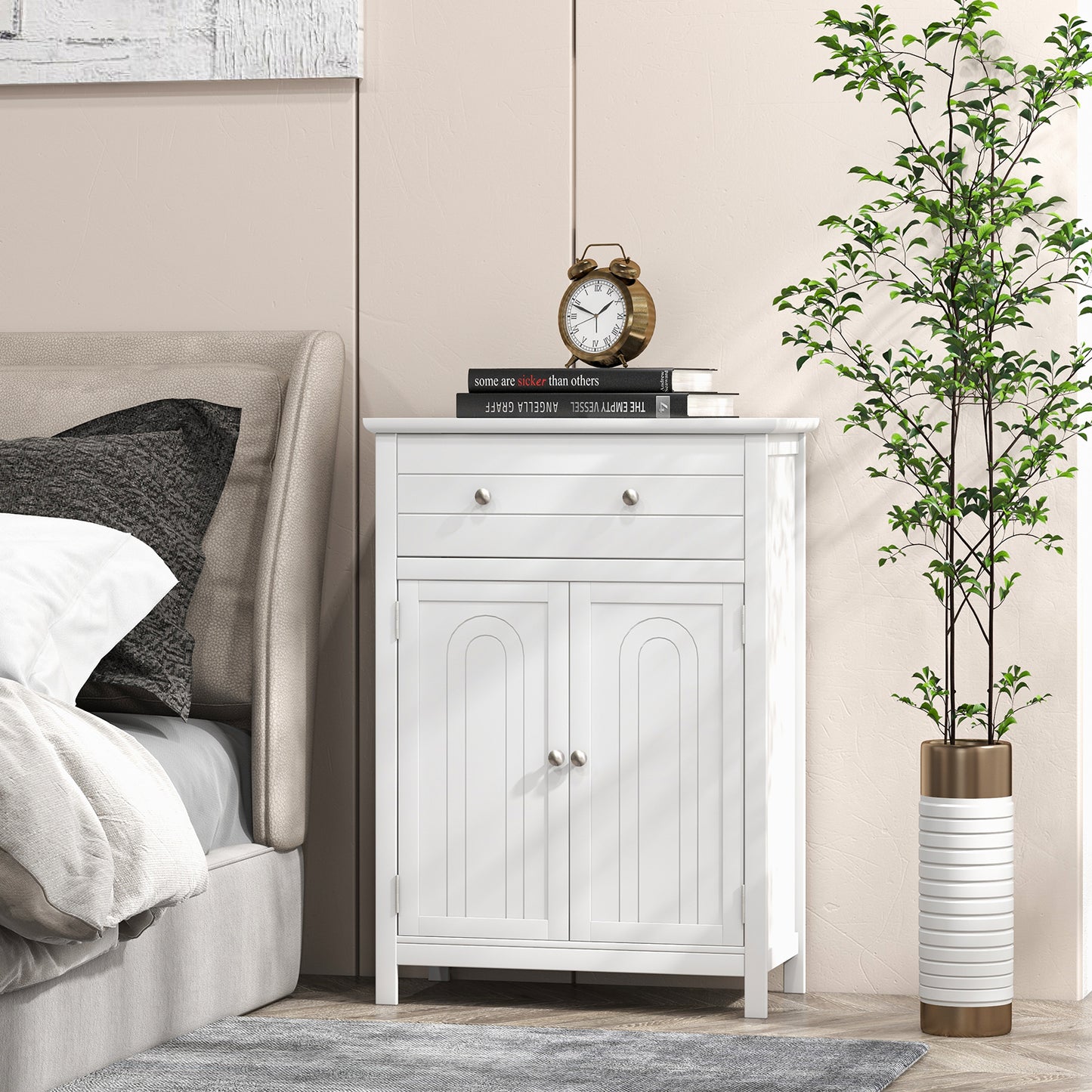 Storage Cabinet with Large Drawer and  Adjustable Shelf