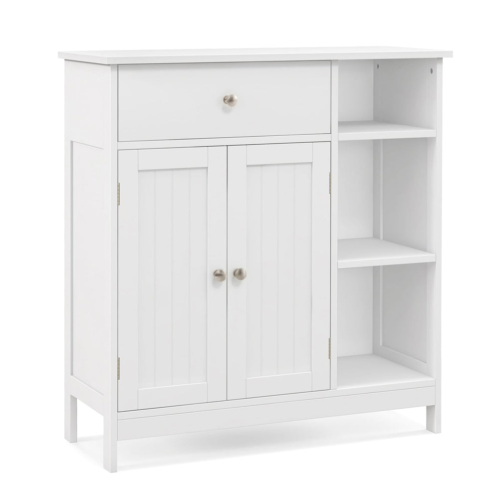 Freestanding Kitchen Bathroom Floor Cabinet Cupboard Storage Organizer-White