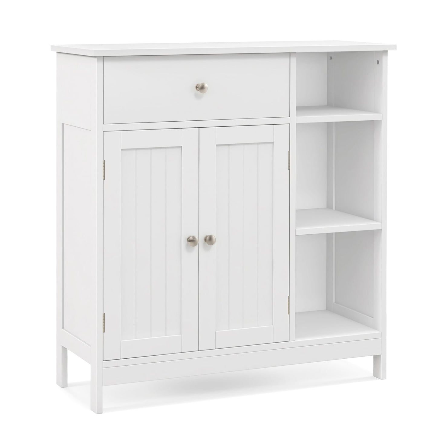 Freestanding Kitchen Bathroom Floor Cabinet Cupboard Storage Organizer-White