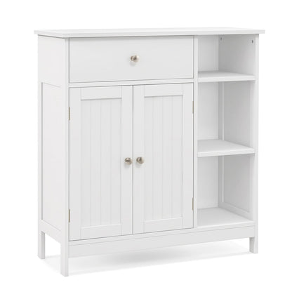 Freestanding Kitchen Bathroom Floor Cabinet Cupboard Storage Organizer-White