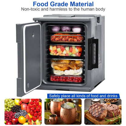 Front-Loading Insulated Food Pan Carrier for 6 Full-Size Pans-Grey