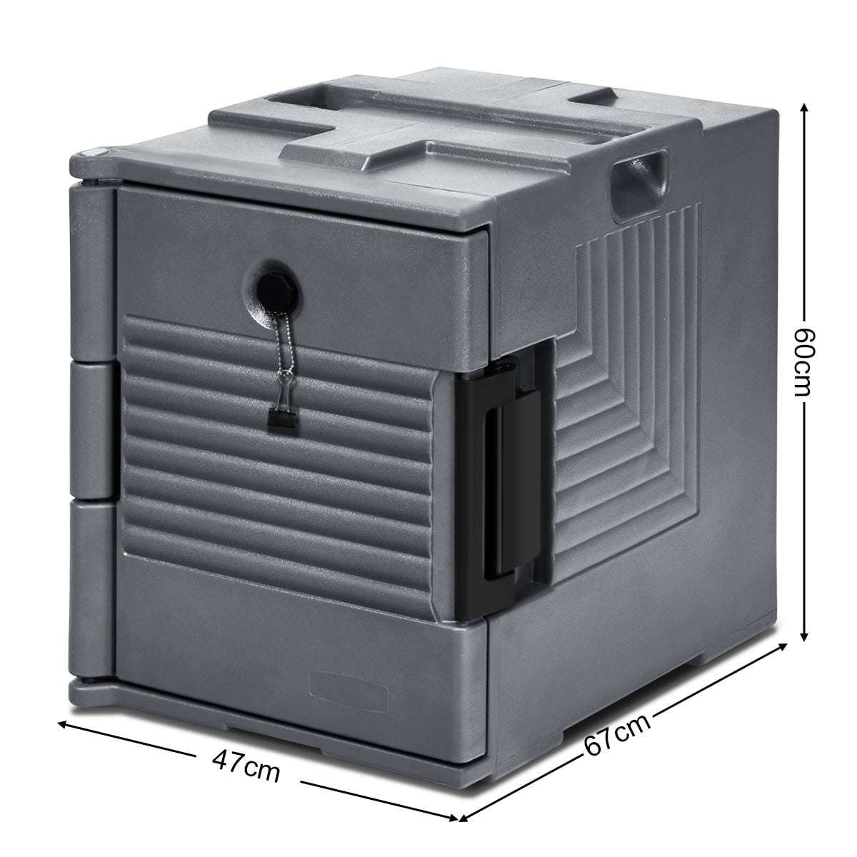 Front-Loading Insulated Food Pan Carrier for 6 Full-Size Pans-Grey