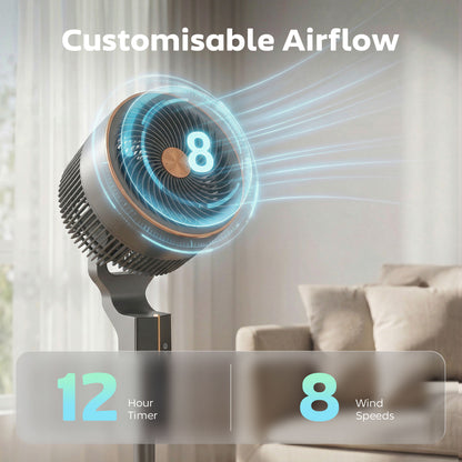 HOMCOM 20 dB Silent Standing Fan for Bedroom, 46" Pedestal Fan with Remote, 85° Oscillating, 8 Speeds