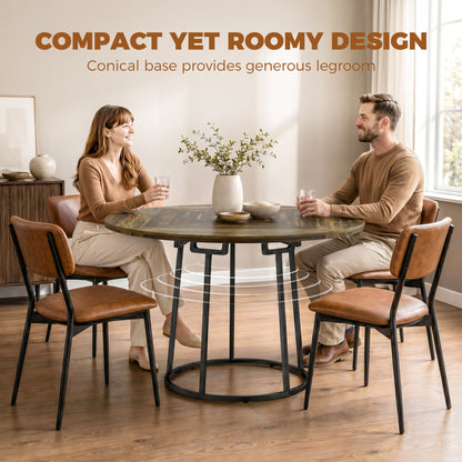 HOMCOM Dining Table Space Saving Kitchen Table Spliced Tabletop Conical Metal Base 120 cm Round Rustic Brown