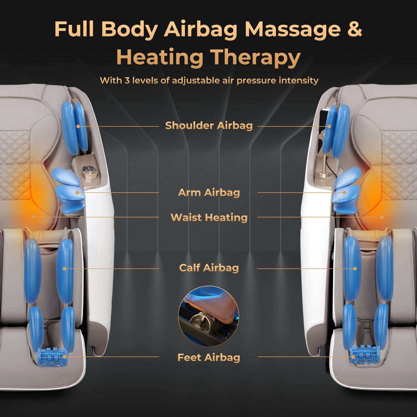 Zero Gravity SL Track Shiatsu Massage Recliner Chair with Waist Heating-White