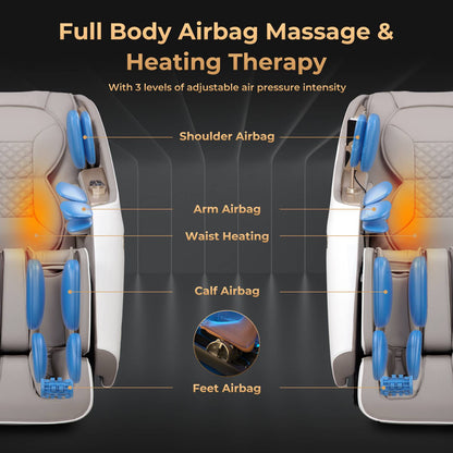 Zero Gravity SL Track Shiatsu Massage Recliner Chair with Waist Heating-White