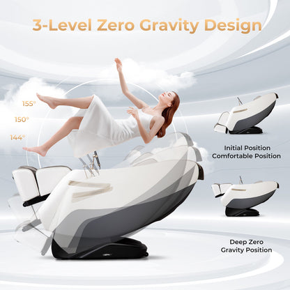 Zero Gravity SL Track Shiatsu Massage Recliner Chair with Waist Heating-White
