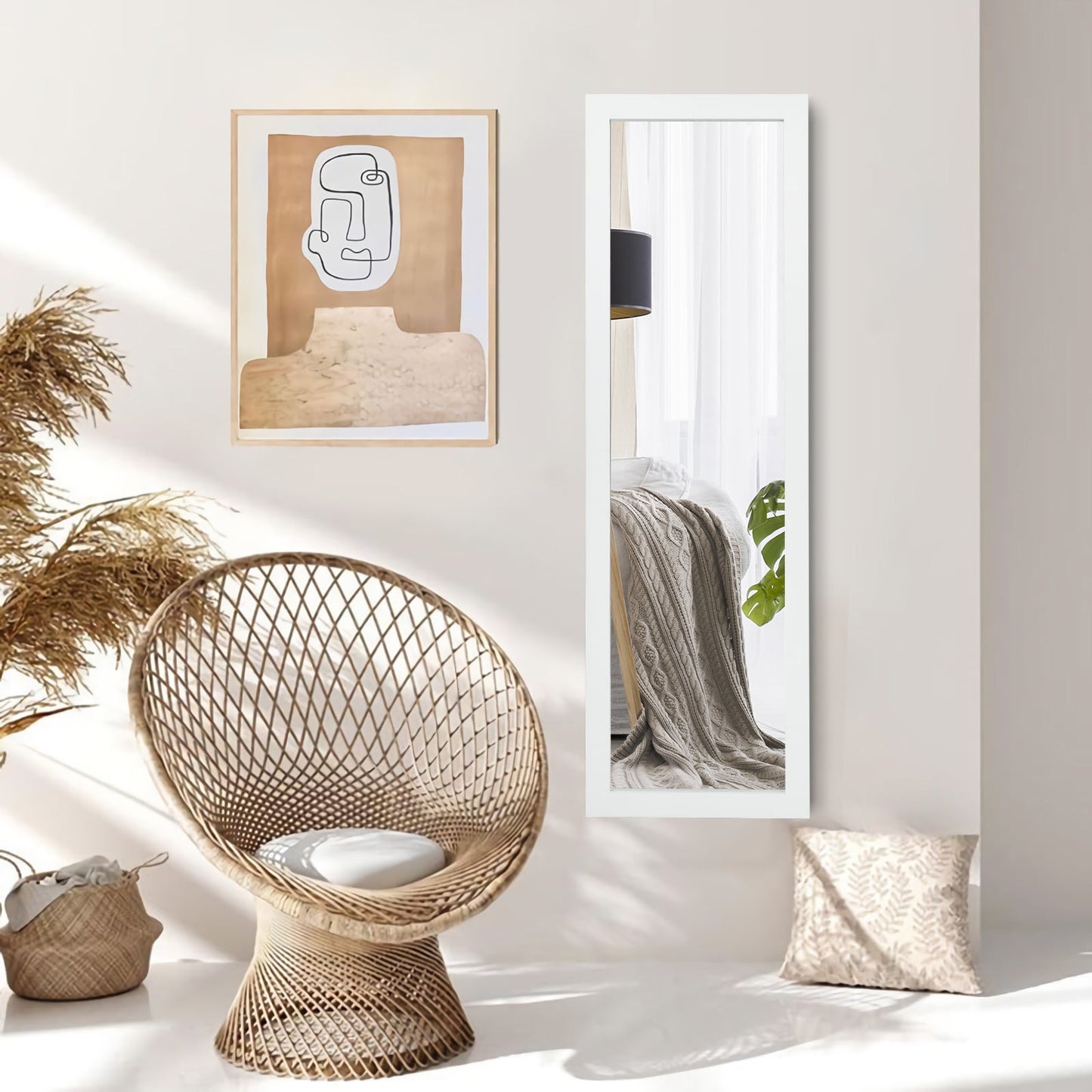 Full Body Mirror Wall Mounted Dressing Mirror for Bedroom-White