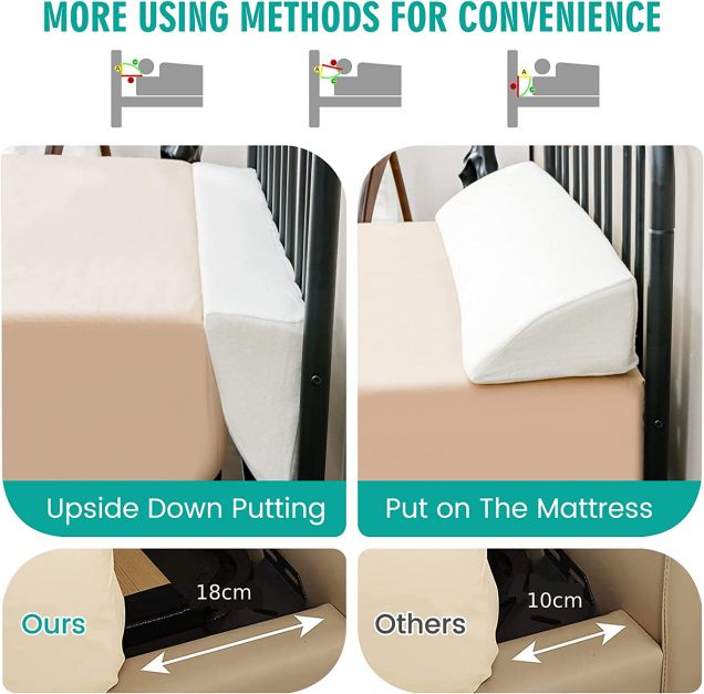 Full/Queen Size Bed Wedge Pillow with Side Pocket-Full size