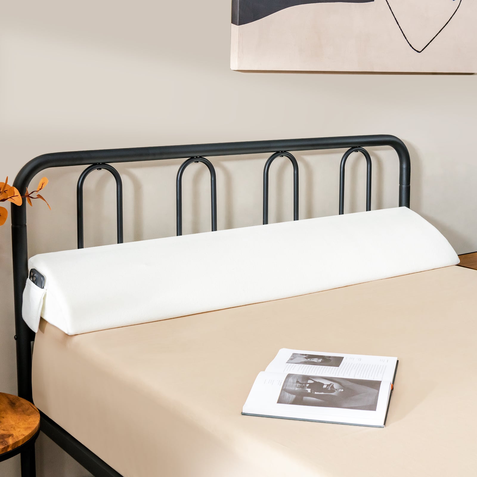 Full/Queen Size Bed Wedge Pillow with Side Pocket-Full size