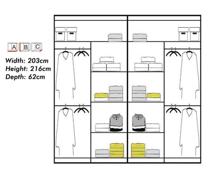 Moon 2 Sliding Door Wardrobe Grey, Black, White - 150cm and 203cm