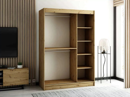 Gloucester II 150cm Sliding Door Wardrobe with Mirror - Artisan Oak, Black, White