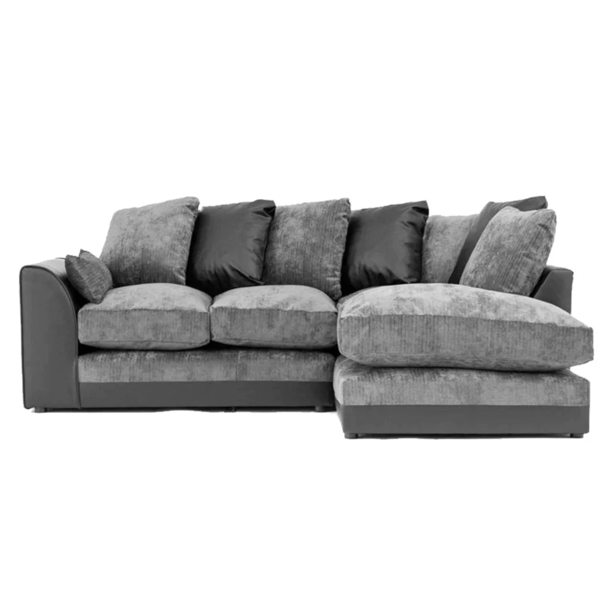 Dylan Chenille Fabric Corner Sofa in Brown and Beige