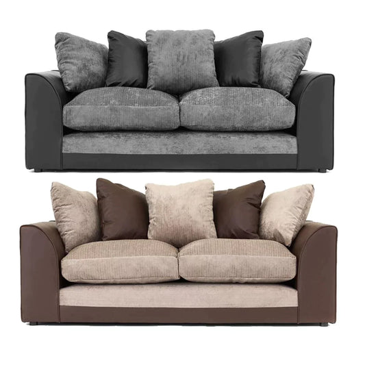 Dylan Chenille Fabric 3 Seater Sofa - Black Grey or Brown Beige