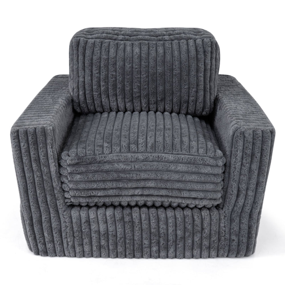 Furry Boneless Couch for Small Spaces with Removable Cover and Pillow-Grey