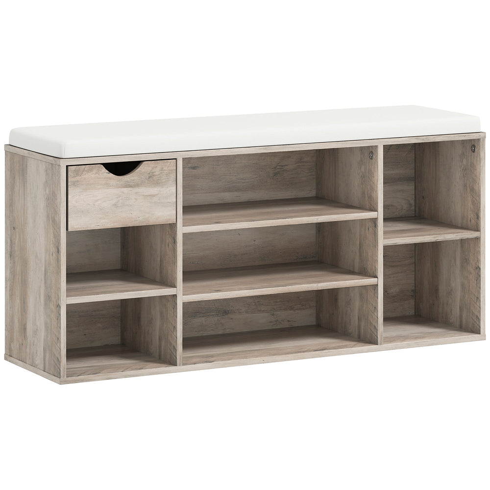 HOMCOM Shoe Storage Bench with Cushion - Grey