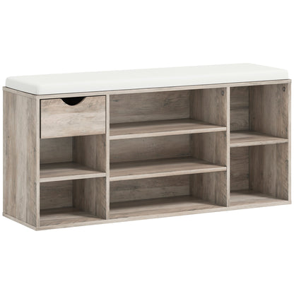 HOMCOM Shoe Storage Bench with Cushion - Grey