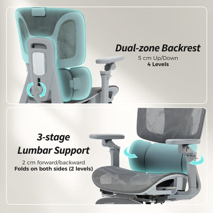 HOMCOM Ergonomic Office Chair, High Back Mesh Desk Chair, Grey
