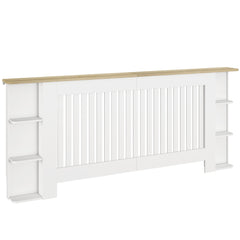HOMCOM Radiator Cover with Open Storage Shelves, Vertical Slatted Cabinet Shelf Heater Cover for Living Room, Hallway, Extra Large, White (H: 83 / W: 191 / D: 19 cm)