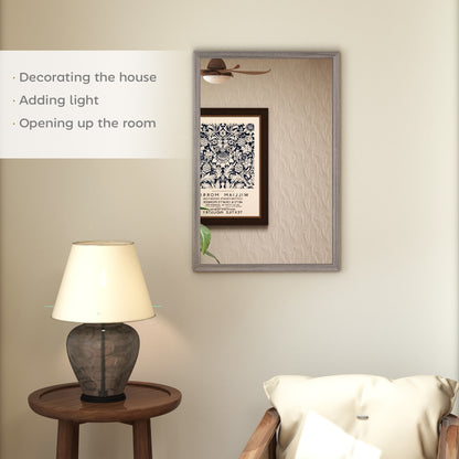 HOMCOM Wall Bathroom Mirror, 40 x 60 cm Wall-Mounted Mirror for Living Room, Bedroom, Hallway, Grey