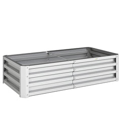 Outsunny Raised Beds for Garden, Galvanized Outdoor Planters, for Herbs and Vegetables, Use for Patio, Backyard, Balcony, Silver