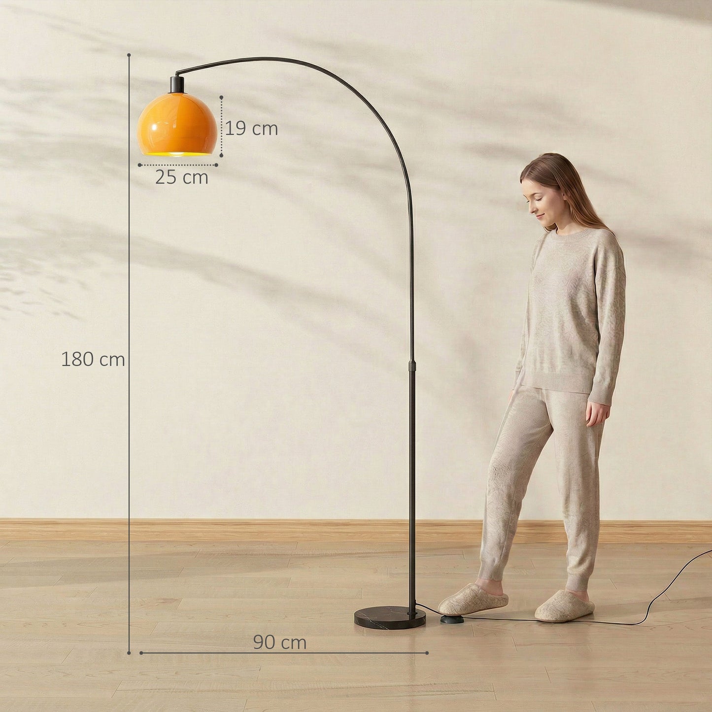 HOMCOM Floor Lamp for Living Room, Modern Standing Lamp with Shade & Foot Switch for Bedroom, Office, Black