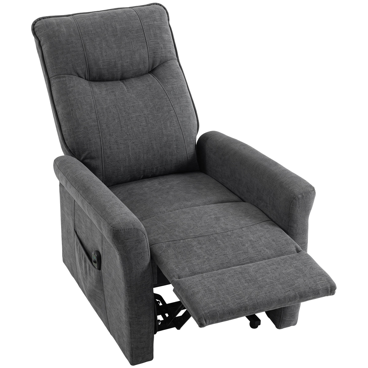 HOMCOM Power Lift Chair, Chenille Rise and Recliner Armchair with Pocket Spring, Footrest, Remote for Living Room, Dark Grey