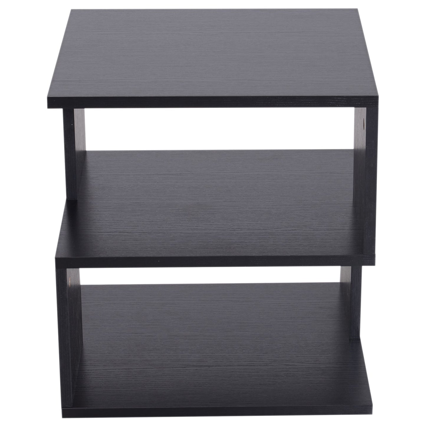 Modern Square 2 Tier Wood Coffee Side Table Storage Shelf Rack Living Room Black