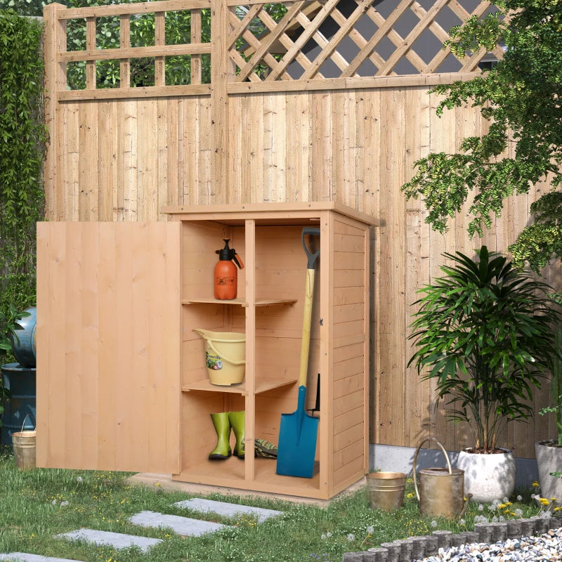 Outsunny 1.8 x 2.4ft Small Fir Wood Garden Storage Shed with Shelves