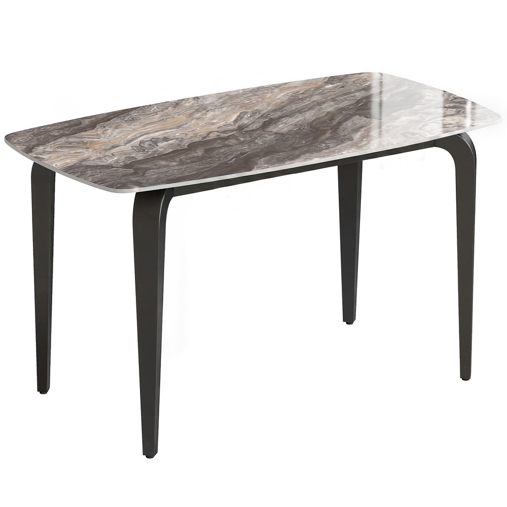 HOMCOM Dining Table for 4, Modern Kitchen Table with Sintered Stone Tabletop, Metal Legs, Brown