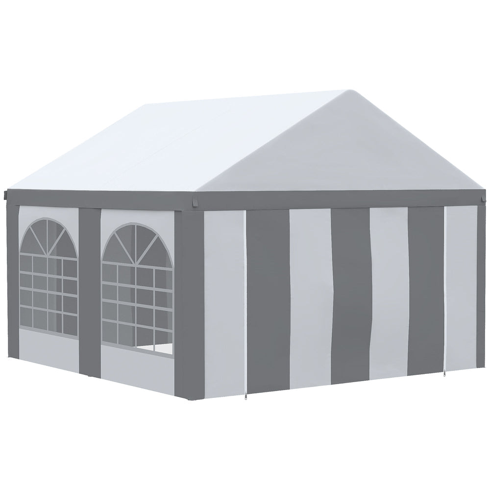 Outsunny 4m x 4m Marquee Gazebo with Sides, Level 6 Wind Protection & Waterproof, Light Grey