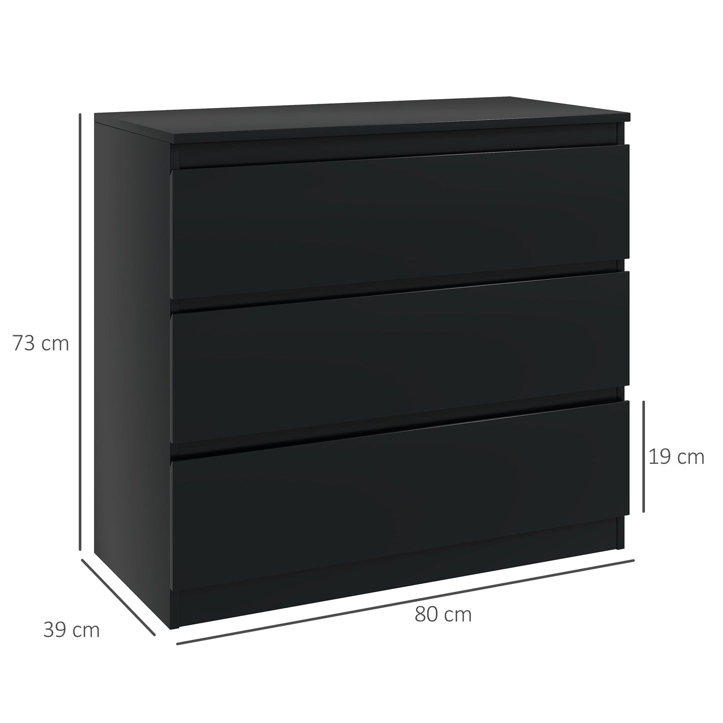 HOMCOM Chest of Three Drawers - Black