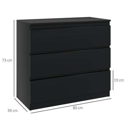 HOMCOM Chest of Three Drawers - Black