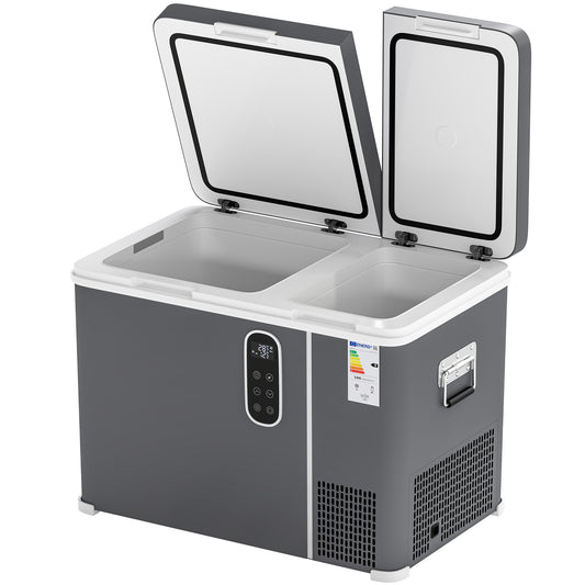 Outsunny 45L Compressor Car Fridge Freezer, Dual Zone Camping Refrigerator with App Control, Grey