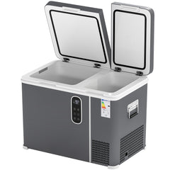 Outsunny 45L Compressor Car Fridge Freezer, Dual Zone Camping Refrigerator with App Control, Grey