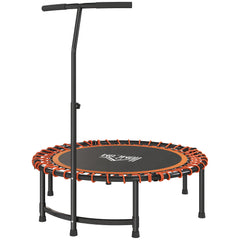 HOMCOM Mini Round Steel Frame Trampoline w/ Adjustable Handle, Orange