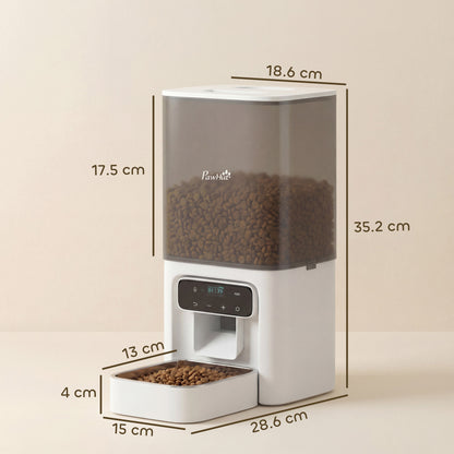 PawHut Programmable Automatic Cat Feeder with Timer Up to 6 Meals Per Day, 10s Voice Recorder, Portion Control
